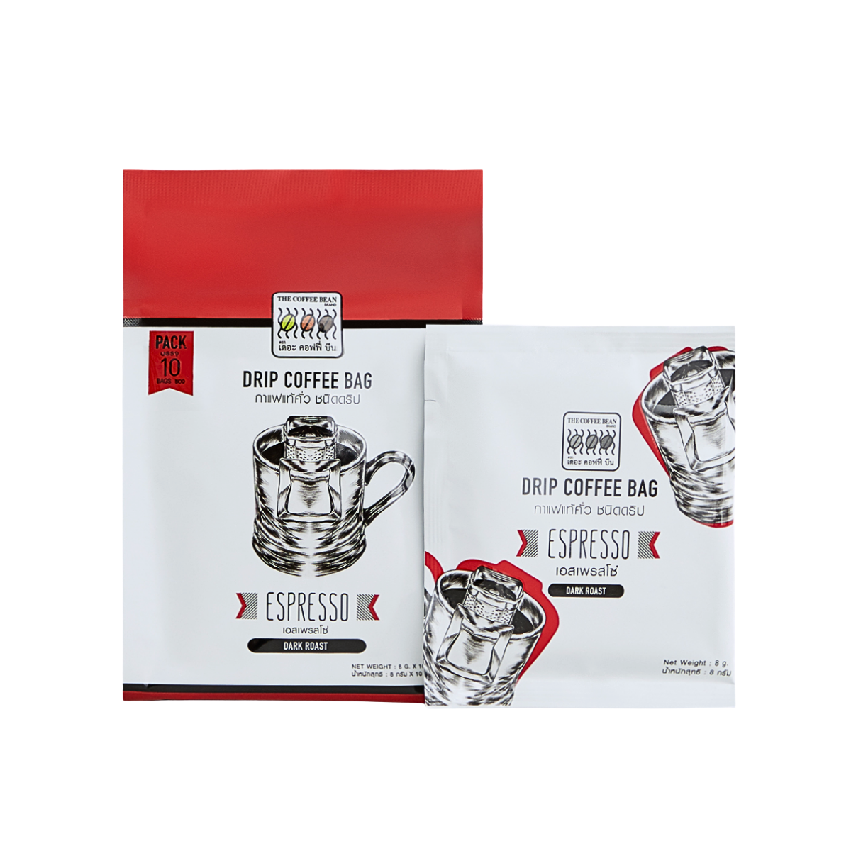กาแฟดริป เอสเพรสโซ Espresso Drip คั่วเข้มมาก (Very Dark Roast) 8gx10 ซอง
