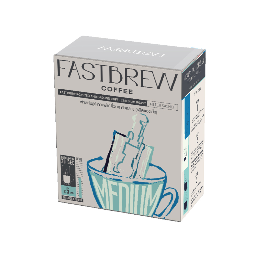 Fastbrew Ground Coffee, Medium Roast, 9g x 5 Sachets